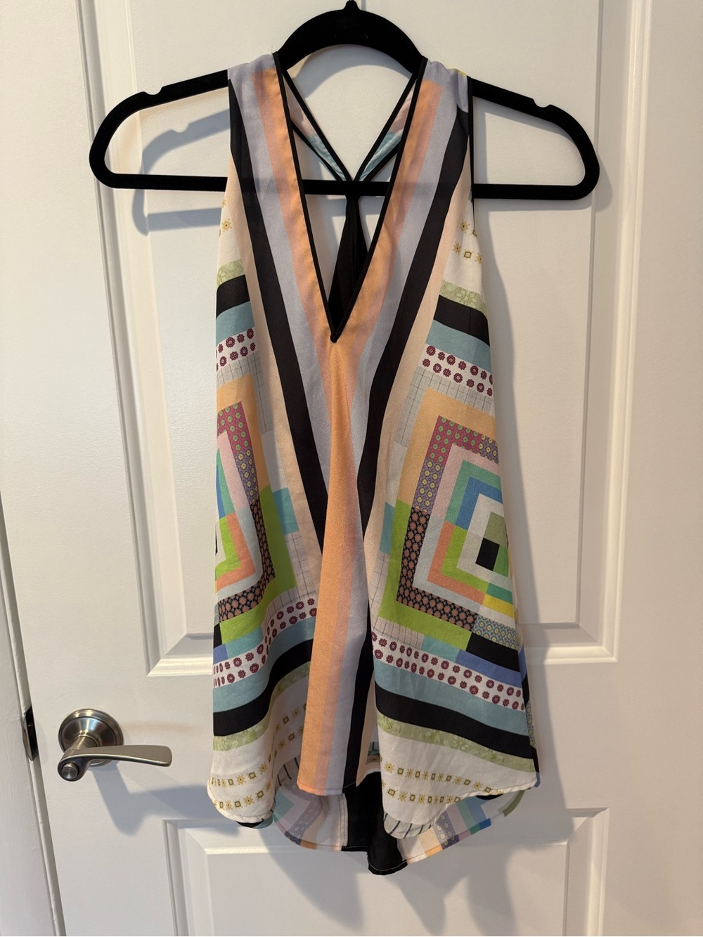 Clover Canyon Multicolor Geometric V-Neck Sleeveless Top